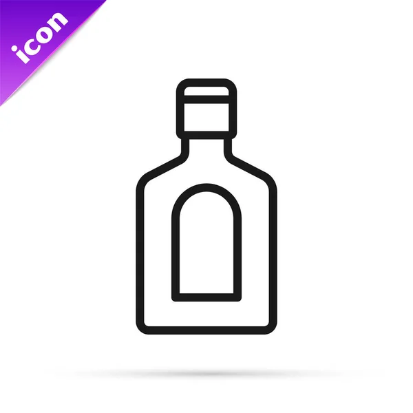 Schwarze Linie Flasche Shampoo Symbol Isoliert Auf Weißem Hintergrund Vektor — Stockvektor