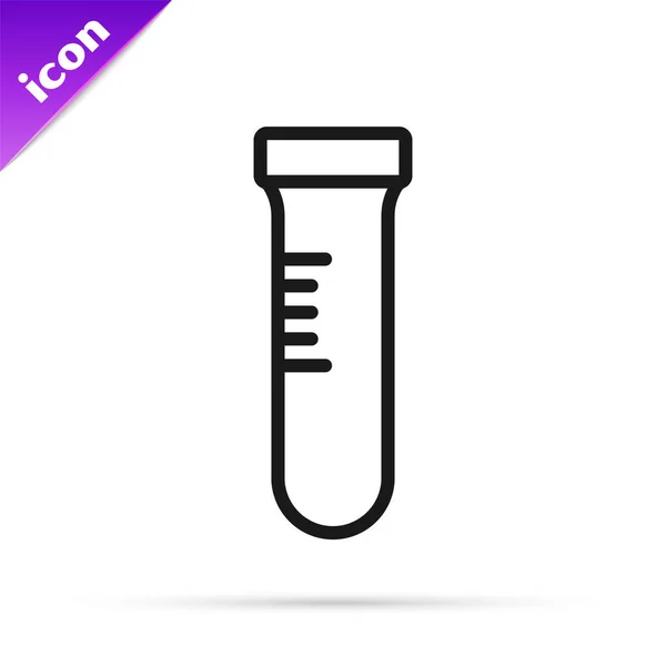 Black Line Test Tube Flask Chemical Laboratory Test Icon Isolated — Stock Vector