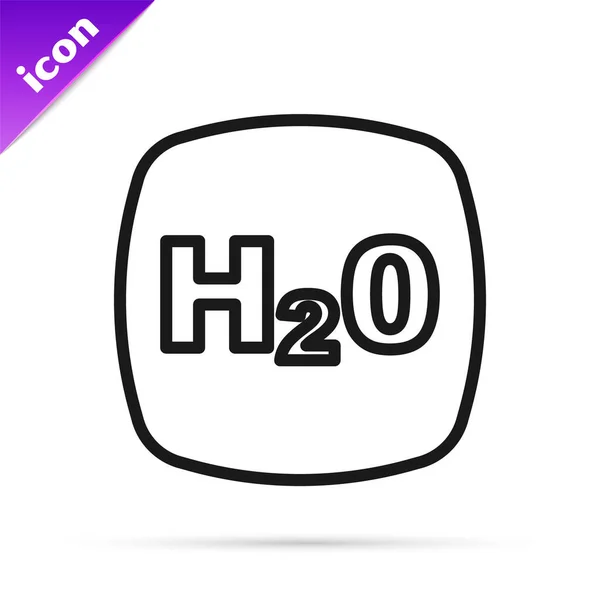水滴H2O形状图标的黑线化学式 在白色背景上隔离 — 图库矢量图片
