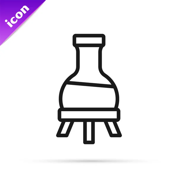 Black Line Test Tube Flask Chemical Laboratory Test Icon Isolated — Stock Vector