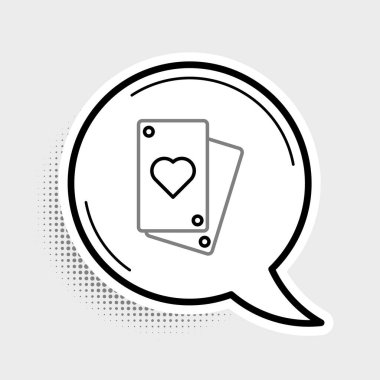 Çizgi oynatma kartı simgesi gri arkaplanda izole edildi. Renkli taslak konsepti. Vektör.