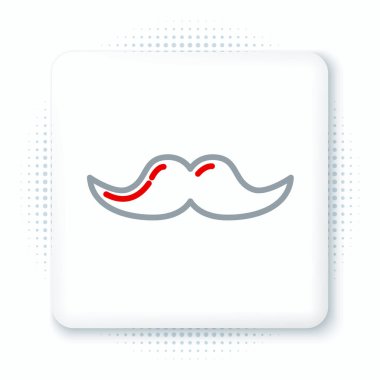 Satır Bıyığı simgesi beyaz arkaplanda izole edildi. Berber dükkanı sembolü. Yüz kılı stili. Renkli taslak konsepti. Vektör.