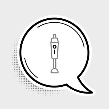 Çizgi karıştırıcı simgesi gri arkaplanda izole edildi. Mutfak elektrikli kırıcı ve kase. Meyve suyu, kokteyl ya da meyve suyu. Renkli taslak konsepti. Vektör.