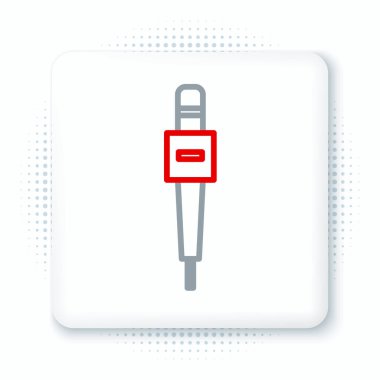 Beyaz arkaplanda hat mikrofon simgesi izole edildi. Radyodaki mikrofondan. Sözcü işareti. Renkli taslak konsepti. Vektör.