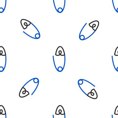 Klasik kapalı çelik güvenlik iğnesi simgesi beyaz arka planda izole edilmiş pürüzsüz desen. Renkli taslak konsepti. Vektör.