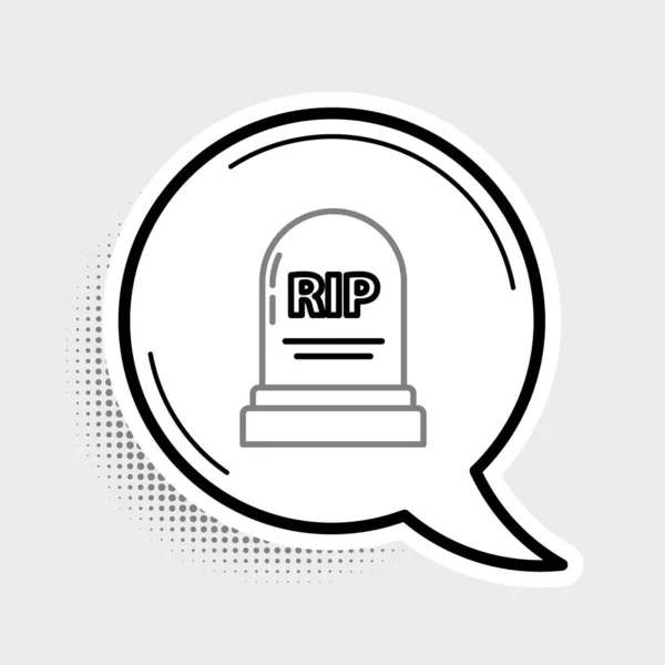 Line Tombstone Mit Rip Symbol Auf Grauem Hintergrund Grab Symbol — Stockvektor