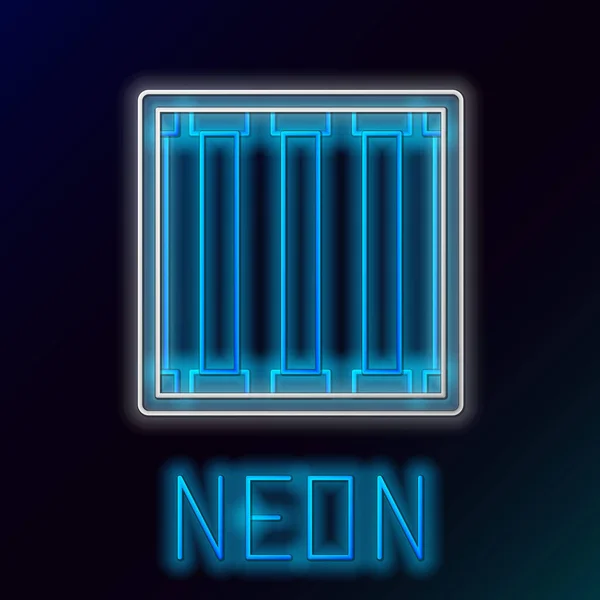 Glödande Neon Line Fängelse Fönster Ikon Isolerad Svart Bakgrund Färgstarkt — Stock vektor