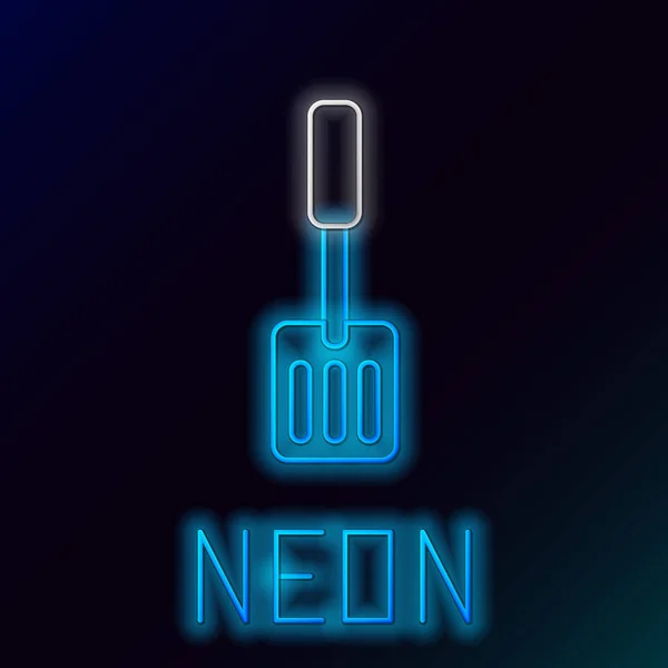 Glowing Neon Line Spatula Icon Isolated Black Background Kitchen Spatula — Stock Vector