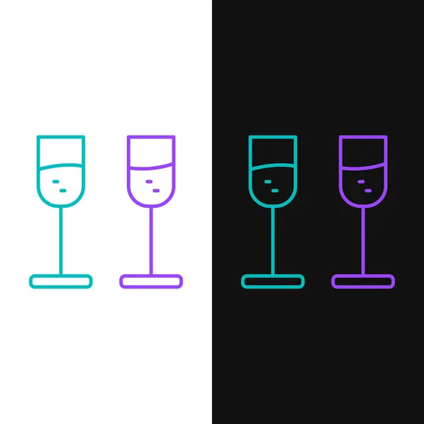 Line Glass Champagne Icon Isolated White Black Background Colorful Outline — Stock Vector