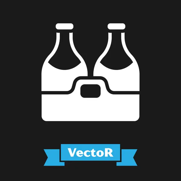 Icono Botella Champán Blanco Aislado Sobre Fondo Negro Feliz Navidad — Vector de stock