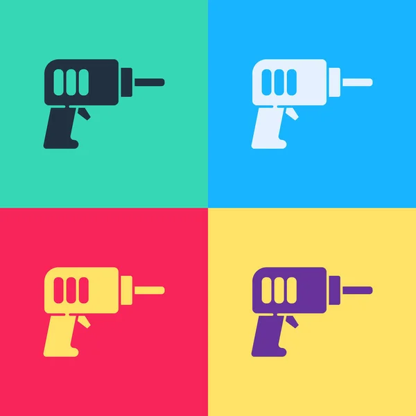 Pop Art Electric Drill Machine Icon Isolated Color Background Repair — Stock Vector