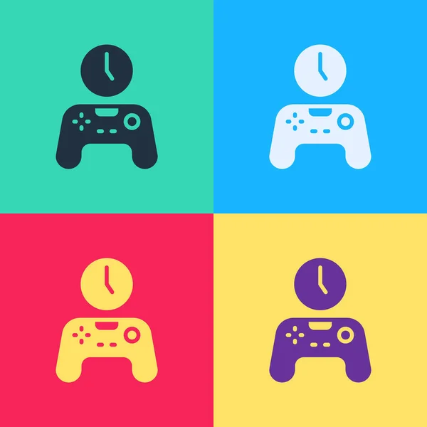 Pop Art Gamepad Time Icon Isolated Color Background Time Play — Stock Vector