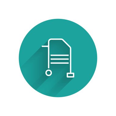 Özürlü kişi simgesi için Ak Gezen uzun gölgeli izole edilmiş. Yeşil daire düğmesi. Vektör.