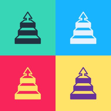 Pop Art Business Piramit Grafikleri bilgi simgesi renk arkaplanında izole edildi. Piramitsel aşamalar grafik elementleri. Vektör