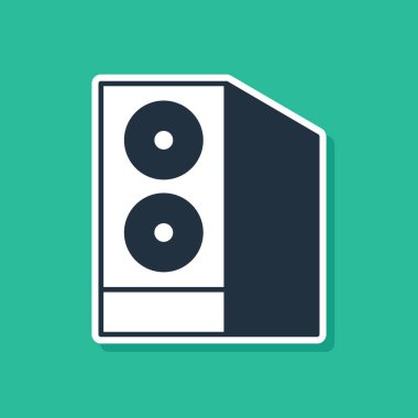 Yeşil arkaplanda mavi bilgisayar simgesi izole edildi. Bilgisayar sunucusu. İş istasyonu. Vektör