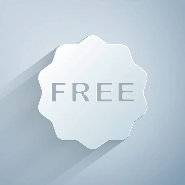 Χάρτινο Κόψιμο Price Tag Επιγραφή Free Icon Isolated Grey Background — Διανυσματικό Αρχείο