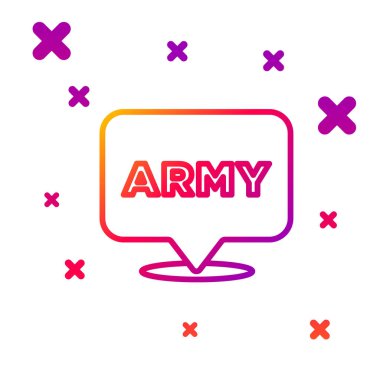 Beyaz arka planda izole edilmiş renkli ordu simgesi. Kademeli rastgele dinamik şekiller. Vektör.