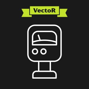 Beyaz çizgi basınçlı su ölçer simgesi siyah arkaplanda izole edildi. Vektör.