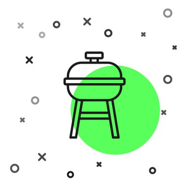 Siyah çizgi ızgara ikonu beyaz arka planda izole edildi. Barbekü ızgara partisi. Vektör