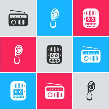 Radyo 'yu anten, kulak küpesi ve kaset çalar ikonu ile ayarla. Vektör