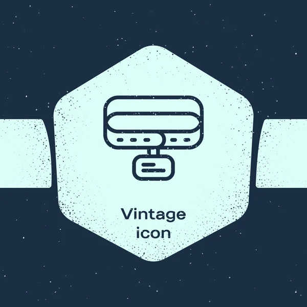 Línea Grunge Collar Con Icono Etiqueta Nombre Aislado Sobre Fondo — Archivo Imágenes Vectoriales