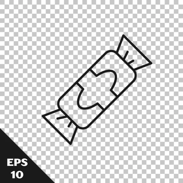 Línea Negra Icono Caramelo Aislado Sobre Fondo Transparente Feliz Navidad — Archivo Imágenes Vectoriales