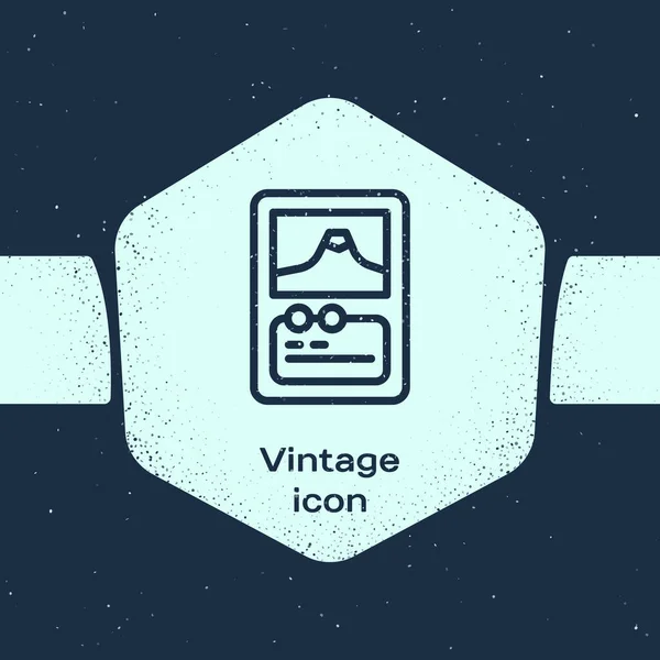 Grunge Line Icône Collection Jeux Cartes Isolée Sur Fond Bleu — Image vectorielle