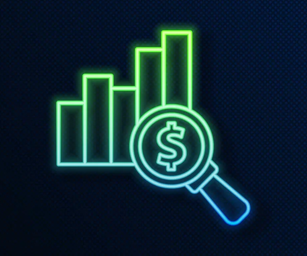 Glowing Neon Line Pie Chart Infographic Dollar Symboic Icon Isolated — 스톡 벡터