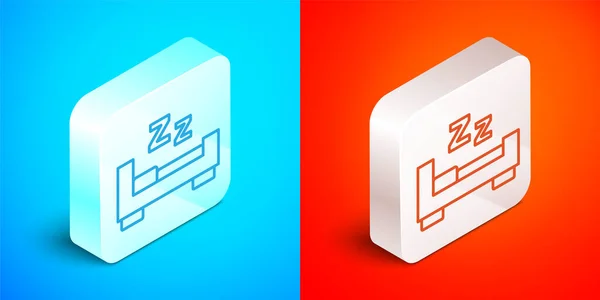 Isometric Line Time Sleep Icon Isolated Blue Red Background Sleepy — Stock Vector