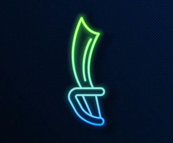 Ligne Lumineuse Néon Icône Épée Pirate Isolé Sur Fond Bleu — Image vectorielle