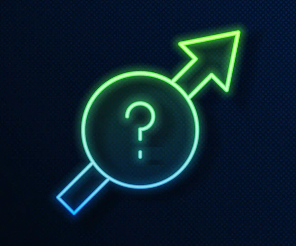Zářící Neonová Čára Ikona Šipky Izolovaná Modrém Pozadí Symbol Směr — Stockový vektor