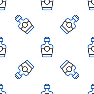 Tekila şişesi simgesi beyaz arka planda izole edilmiş. Meksika alkolü. Renkli taslak konsepti. Vektör