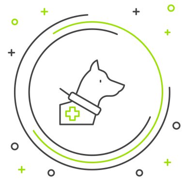 Çizgi rehberi köpek simgesi beyaz arkaplanda izole edildi. Renkli taslak konsepti. Vektör