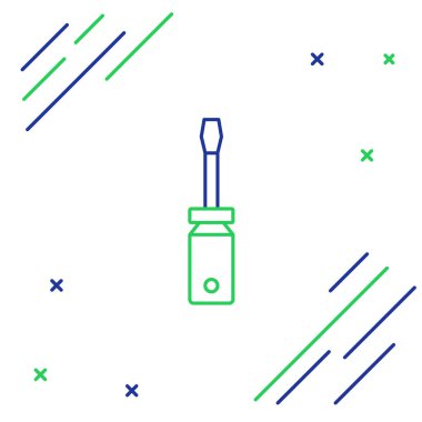 Çizgi Tornavida simgesi beyaz arkaplanda izole edildi. Servis aracı sembolü. Renkli taslak konsepti. Vektör