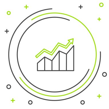 Çizgi Finansal Büyüme Simgesi beyaz arka planda izole edildi. Gelirleri arttırıyorum. Renkli taslak konsepti. Vektör