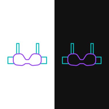 Çizgi sütyen simgesi beyaz ve siyah arkaplanda izole edildi. İç çamaşırı sembolü. Renkli taslak konsepti. Vektör