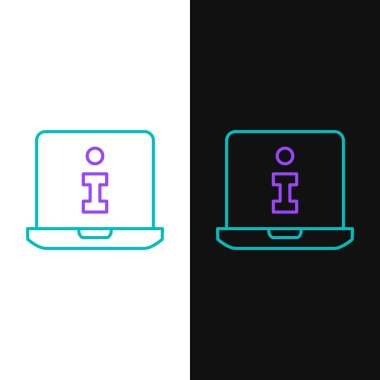 Çizgi Bilgileri simgesi beyaz ve siyah arkaplanda izole edildi. Renkli taslak konsepti. Vektör