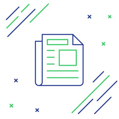 Satır Haber simgesi beyaz arkaplanda izole edildi. Gazete tabelası. Kitle iletişim sembolü. Renkli taslak konsepti. Vektör