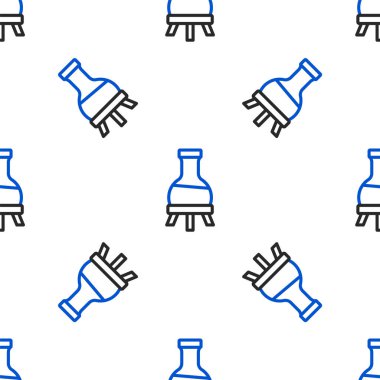 Çizgi Test tüpü ve matara kimyasal test ikonu beyaz arka planda izole edilmiş kusursuz desen. Laboratuvar cam levhası. Renkli taslak konsepti. Vektör