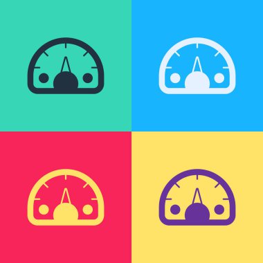 Pop Art Speedometer simgesi renk arkaplanında izole edildi. Vektör.