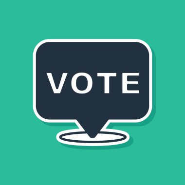 Yeşil arkaplanda mavi oy simgesi izole edildi. Vektör