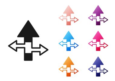 Siyah Ok simgesi beyaz arkaplanda izole edildi. Yön Arrowhead sembolü. Navigasyon işaretçisi işareti. Simgeleri renklendirin. Vektör