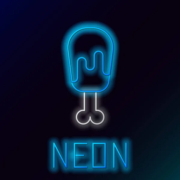 Glödande Neon Line Kyckling Ben Ikon Isolerad Svart Bakgrund Kycklingtrumpinne — Stock vektor