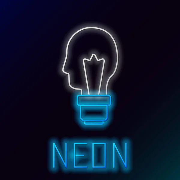 Glödande Neon Line Glödlampa Med Begreppet Idé Ikon Isolerad Svart — Stock vektor