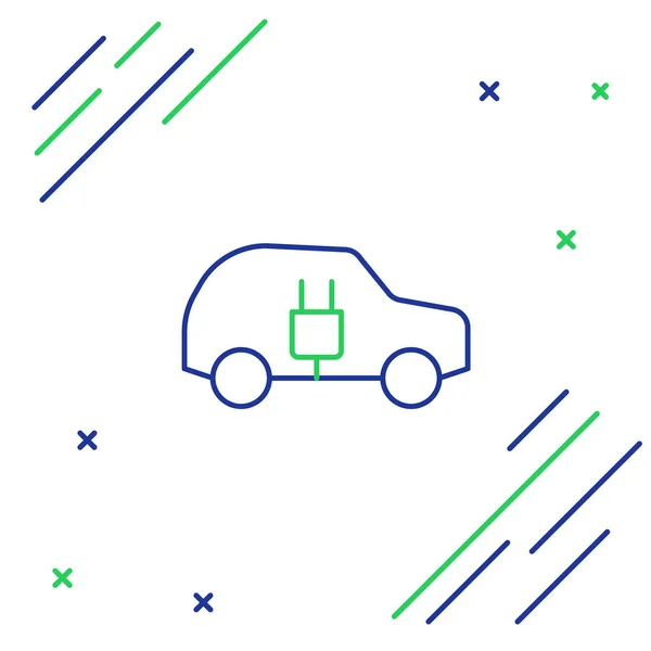 Ligne Voiture Électrique Fiche Câble Électrique Icône Charge Isolée Sur — Image vectorielle