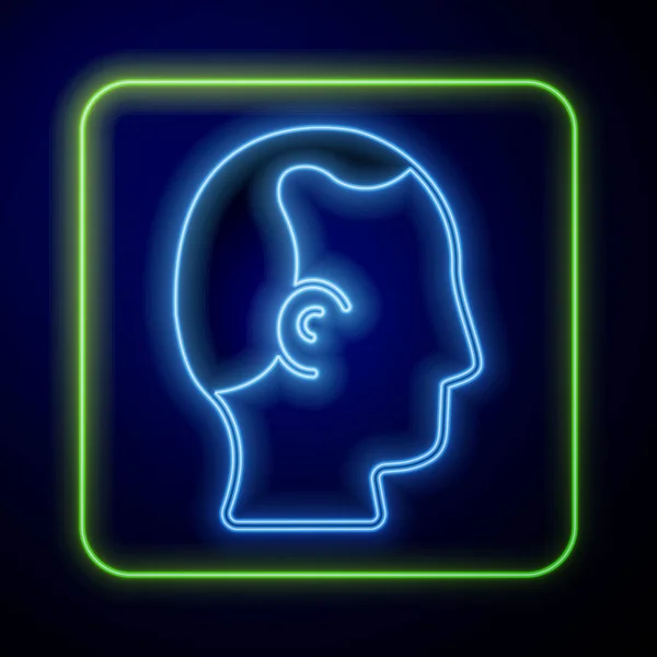 Leuchtende Neon Glatze Symbol Isoliert Auf Blauem Hintergrund Alopezie Vektor — Stockvektor