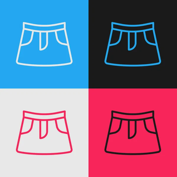 Pop Art Γραμμή Skirt Εικονίδιο Απομονώνονται Φόντο Χρώμα Διάνυσμα — Διανυσματικό Αρχείο