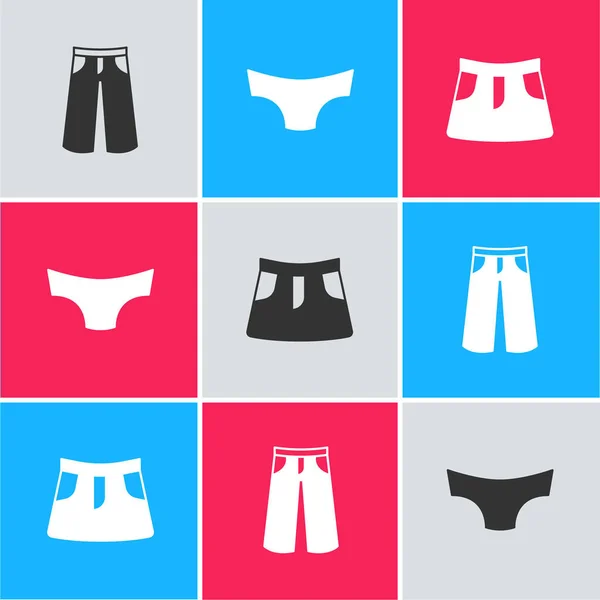 Set Pants Men Underpants Skirt Icon Vector — Stock Vector