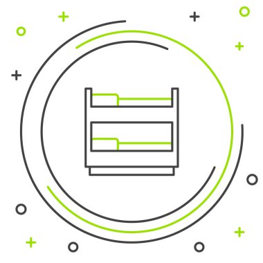 Ranzanın çizgi yatak simgesi beyaz arkaplanda izole edildi. Renkli taslak konsepti. Vektör