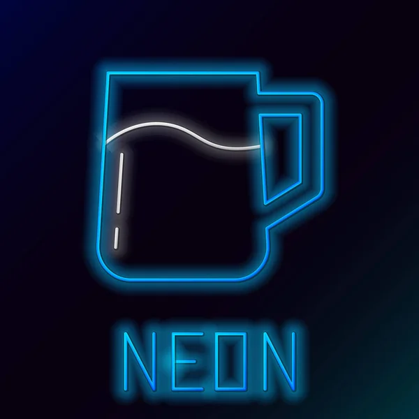 Gloeiende neon lijn Houten bierbeker icoon geïsoleerd op zwarte achtergrond. Kleurrijk concept. Vector — Stockvector
